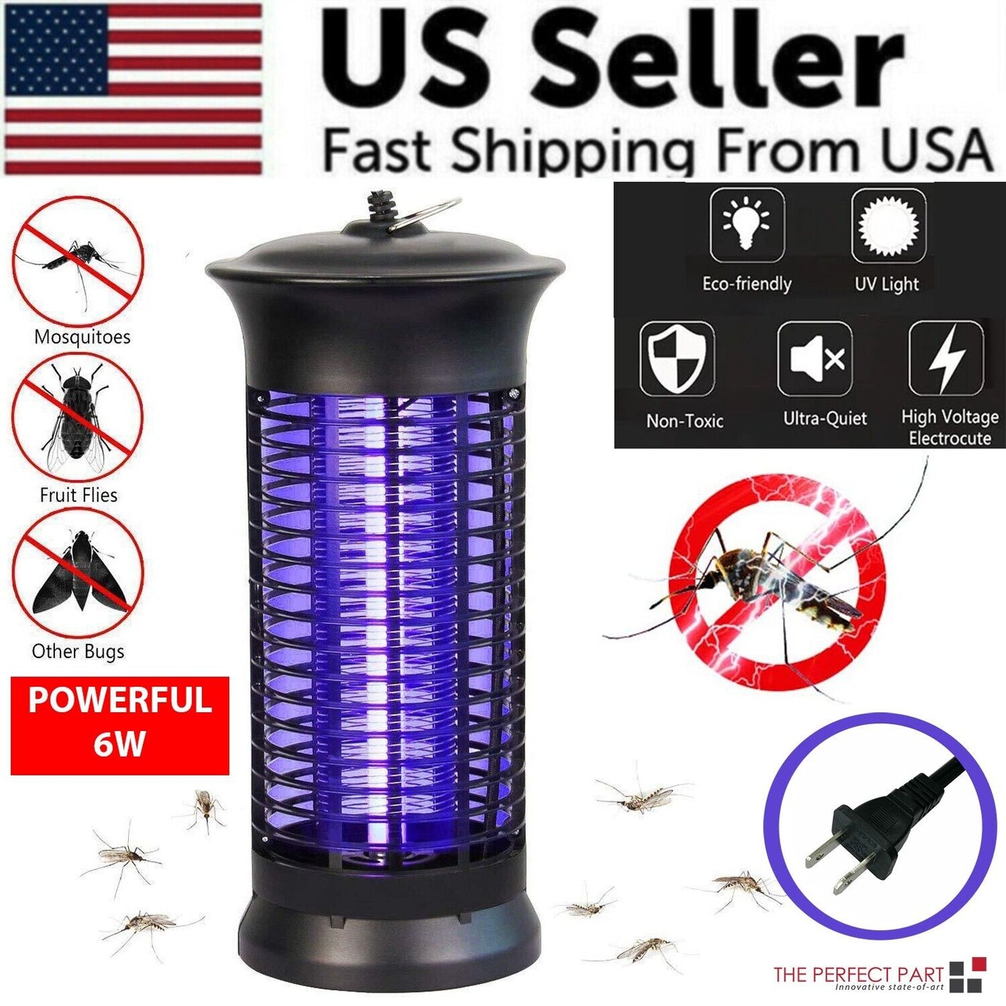 Electric Fly Gnat Killer Lamp Pests Fly Insect Trap Mosquito Bug