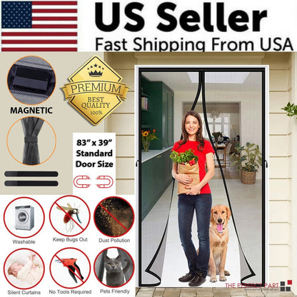 Magnetic Screen Door Mesh Curtain Durable Heavy Duty Mosquito Net Bug
