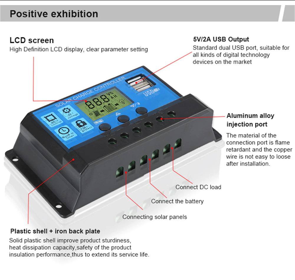 MPPT Solar Panel Regulator Charge Controller Auto Focus Tracking