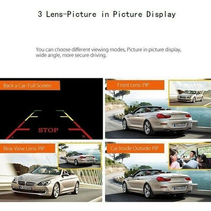 1080P 4" Dual Lens HD Car DVR Rearview Video Dash Cam Recorder Camera