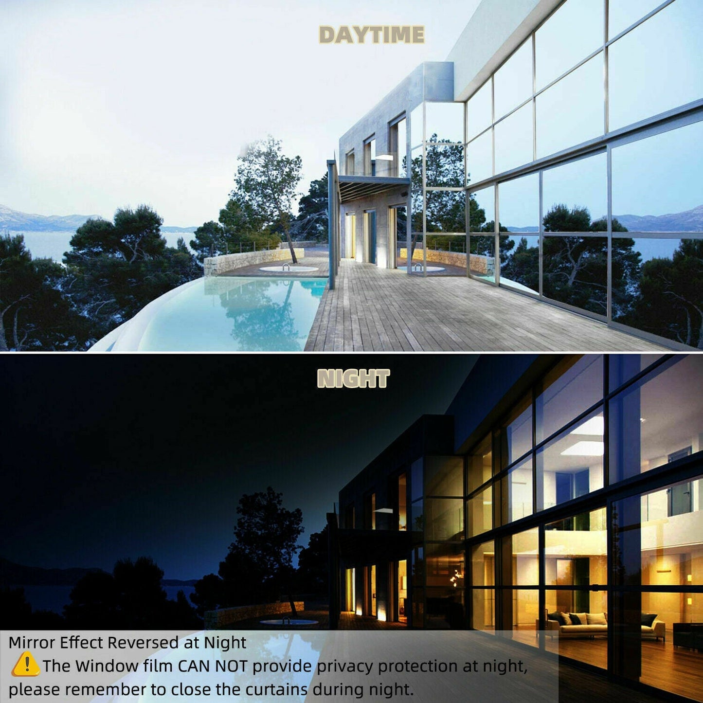 One Way Mirror Window Film Heat UV Reflective Privacy Tint Foil For