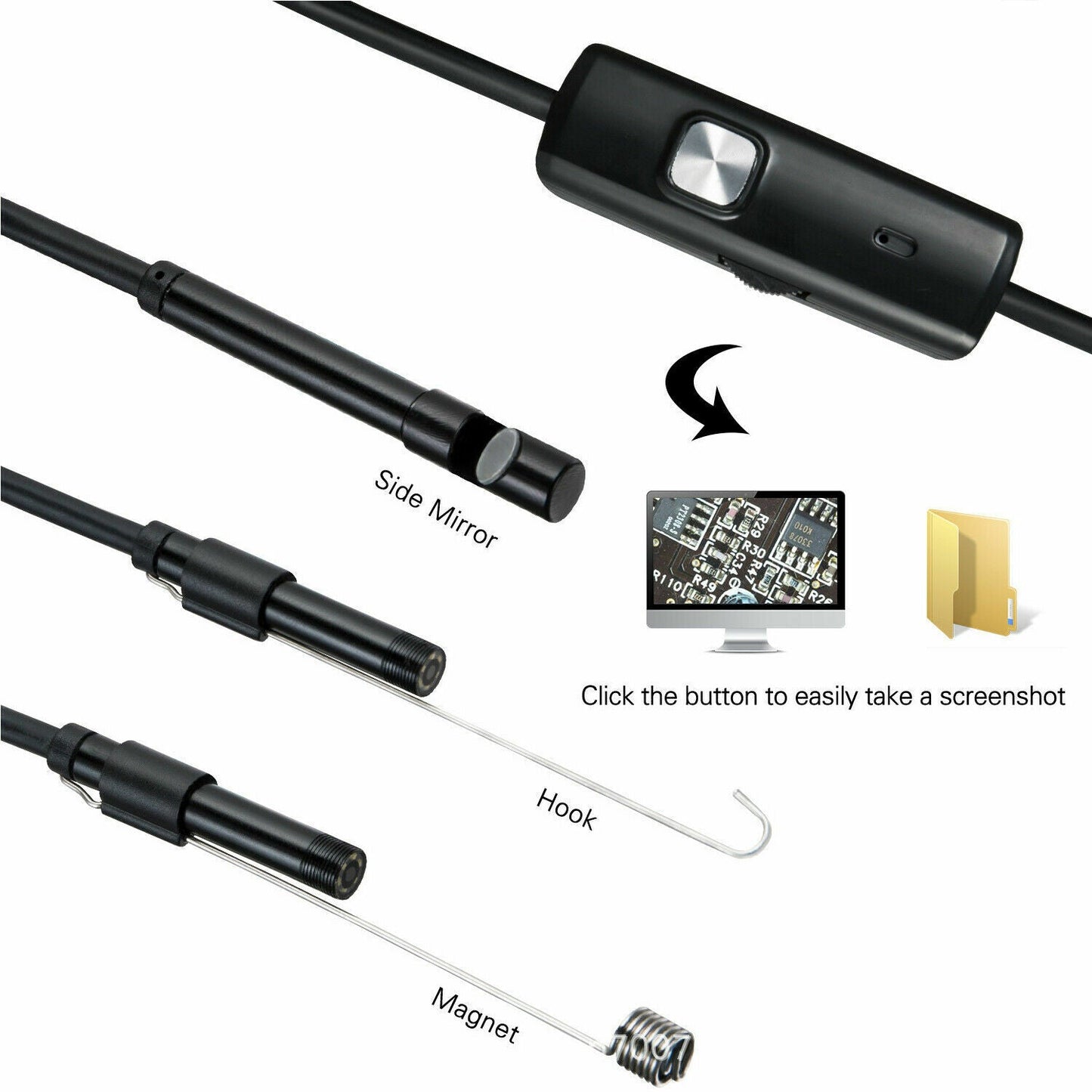 5M 6LEDs Snake Endoscope Borescope 8mm Inspection USB Camera Scope For