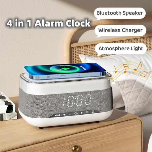 Smart Multi-Function Alarm Clock with Bluetooth Speaker, Wireless