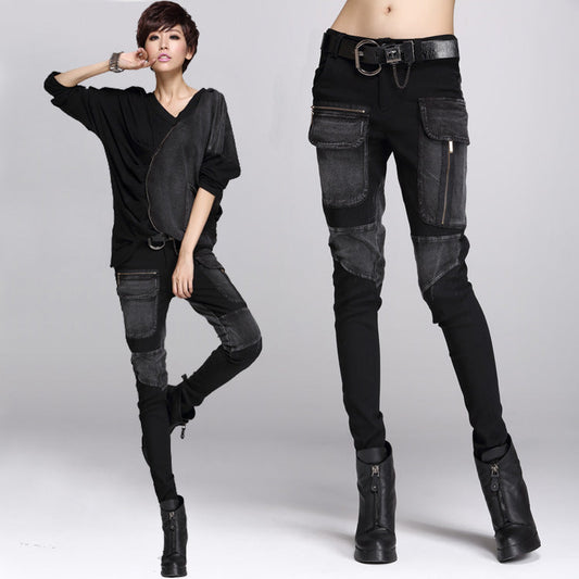 Custom-fit multi-pocket denim pants