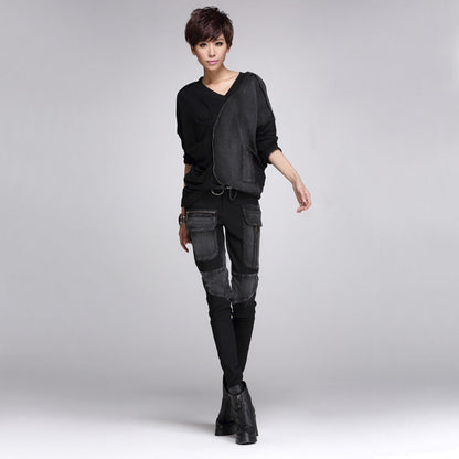Custom-fit multi-pocket denim pants