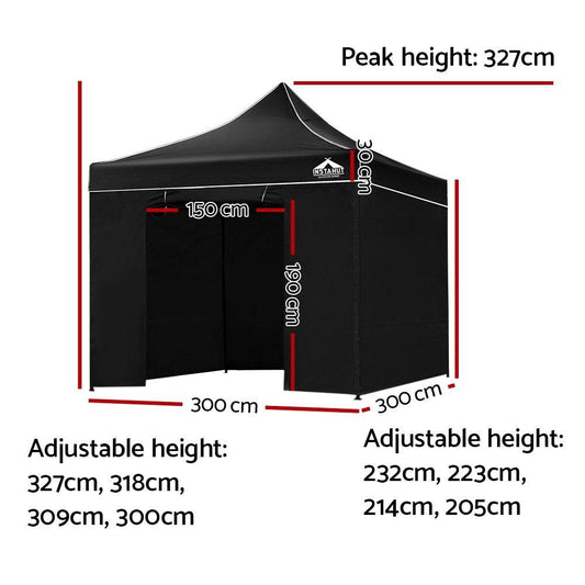 Instahut Gazebo Pop Up Marquee 3x3m Folding Tent Wedding Gazebos 500D