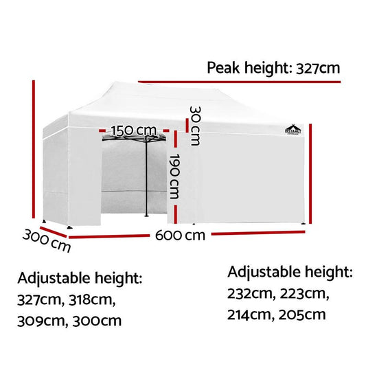 Instahut Gazebo Pop Up Marquee 3x6 Folding Tent Gazebos 500D Oxford