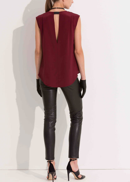 Women's Sleeveless Round Neck Hi Lo Top