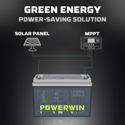 US POWERWIN  BT100 12.8V 100Ah 1280Wh LiFePO4 Battery