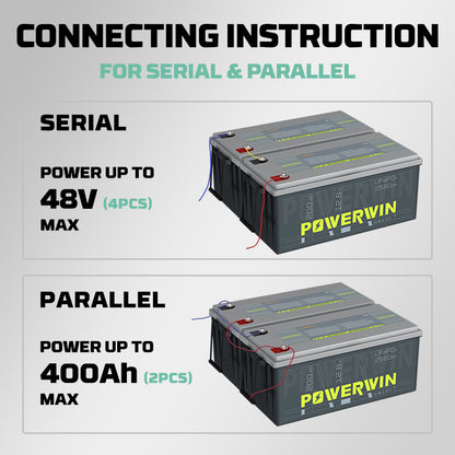 EU POWERWIN 12.8V 200Ah LiFePO4 Lithium Battery 2560Wh
