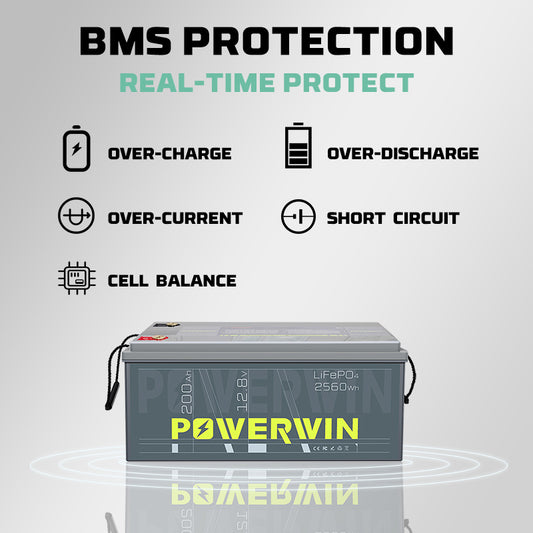 EU POWERWIN 12.8V 200Ah LiFePO4 Lithium Battery 2560Wh