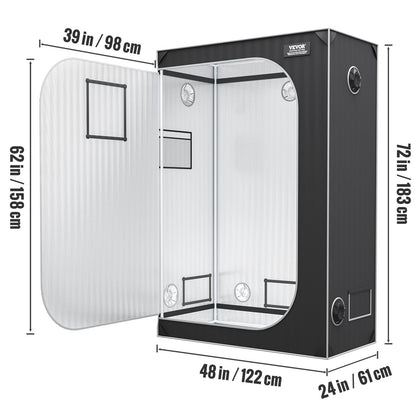 VEVOR 2x4 Grow Tent, 48'' X 24'' X 72'', High Reflective 2000D Mylar